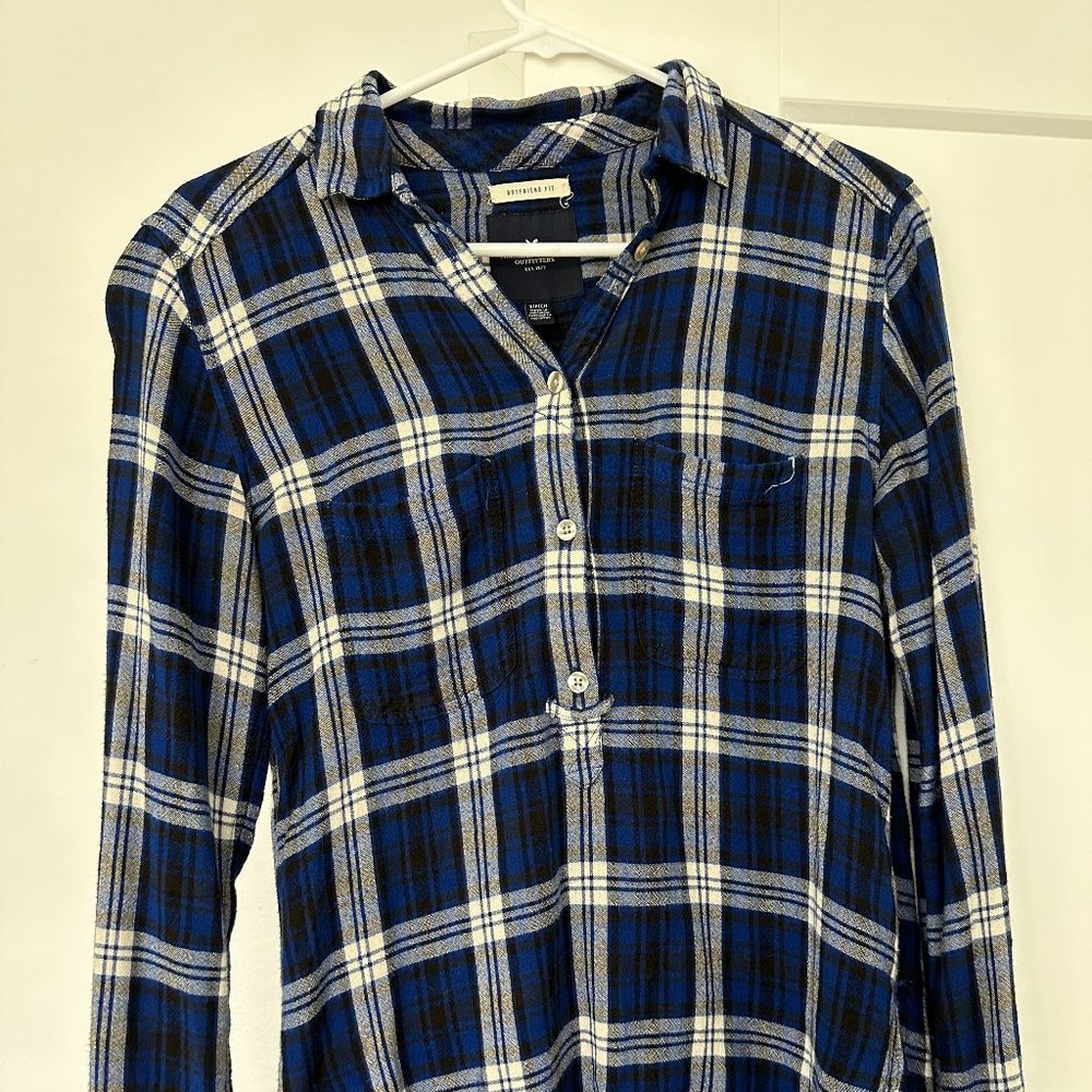Cozy Blue Flannel Top